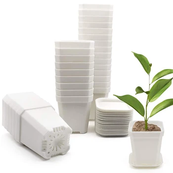 

30 Pack 3 Inch Plant Nursery Pot, Square Flower Planting Pot with Tray Nursery Pot