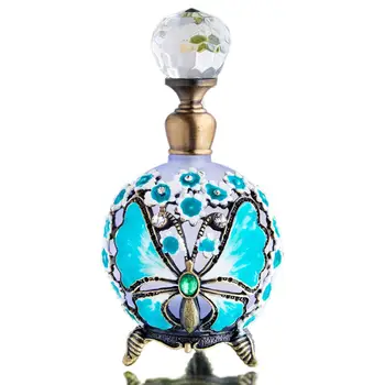 

H&D Vintage Empty Refillable Perfume Bottle Hand-painted Butterfly Pattern Retro Glass Bottle Home Wedding Decor Lady's Gift