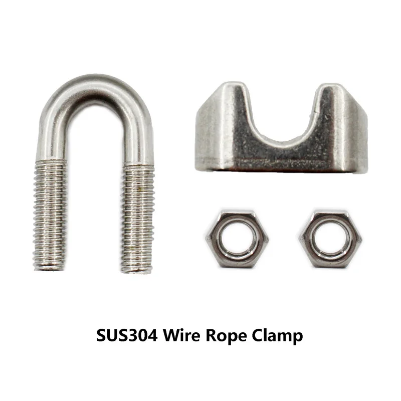 M10 Wire Cable Clamps, 10 PCS Stainless Steel Wire Rope Cable Clip Clamps U  Bolt Saddle Fastener, U-Bolts,Clothesline Tightener