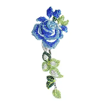 

High Quality Rhinestone Big Size Exquisite Rose Inlay Lady Brooch Fashion Flower Brooch Pin Accessories Jewelry Accessories