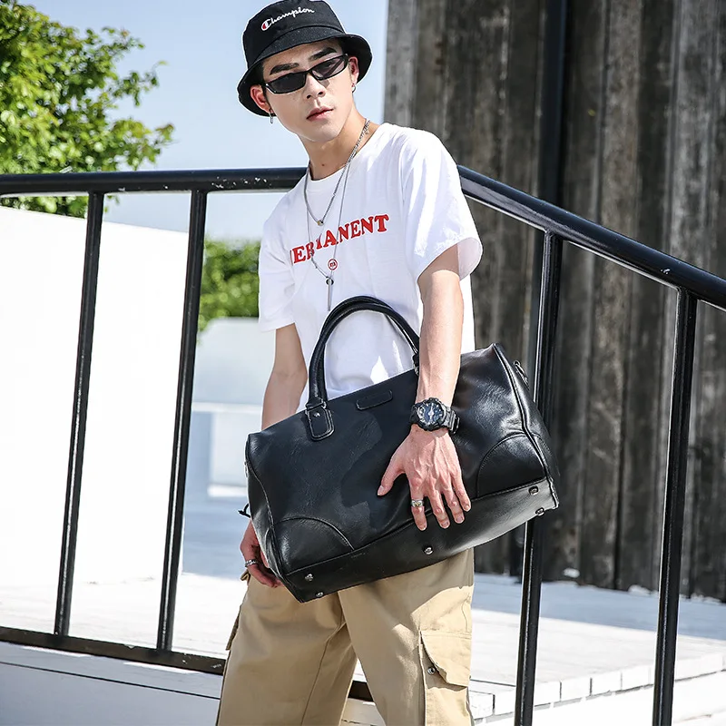 

Men's Travel Bag Tourist Bag Business Leisure Men's Bag Single Shoulder Handbag PU Bag
