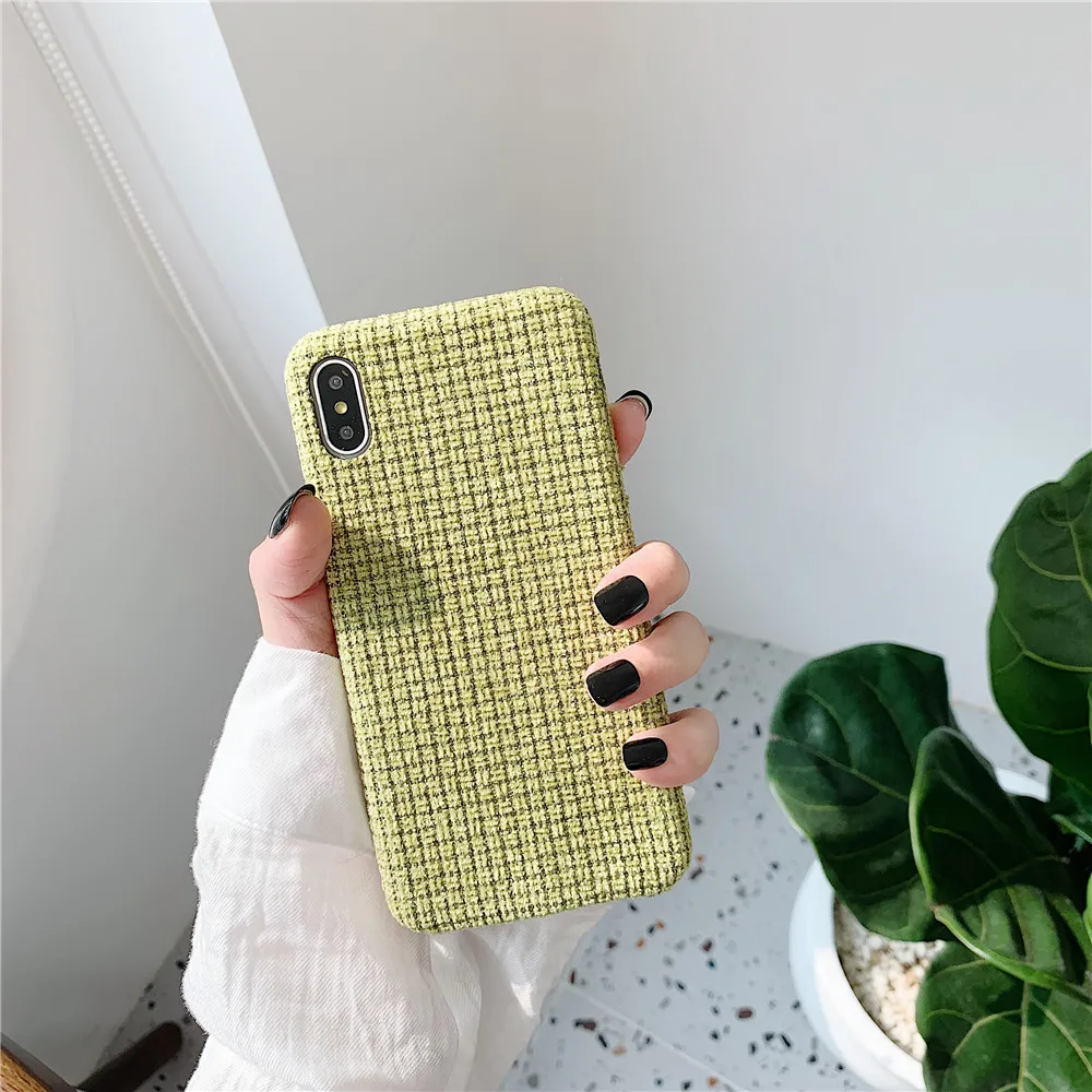 Lovebay теплый PU фланелевый клетчатый тканевый чехол для телефона для iPhone 11 Pro X XR XS Max плюшевый карамельный однотонный цветной чехол s для iPhone 7 6 8 Plus - Цвет: Зеленый