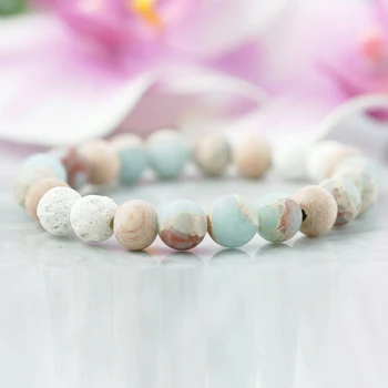 

Wholesale Aqua Terra Jaspers Bracelet Essential Oil Diffuser Bracelet Negative Energy Protection Yoga Jewelry Mala Bracelet