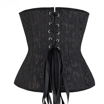 

Spiral Steel Boned Floral Corset Plus Size Black White Bustier Outwear Women Waist Trainer Busk Closure Waist