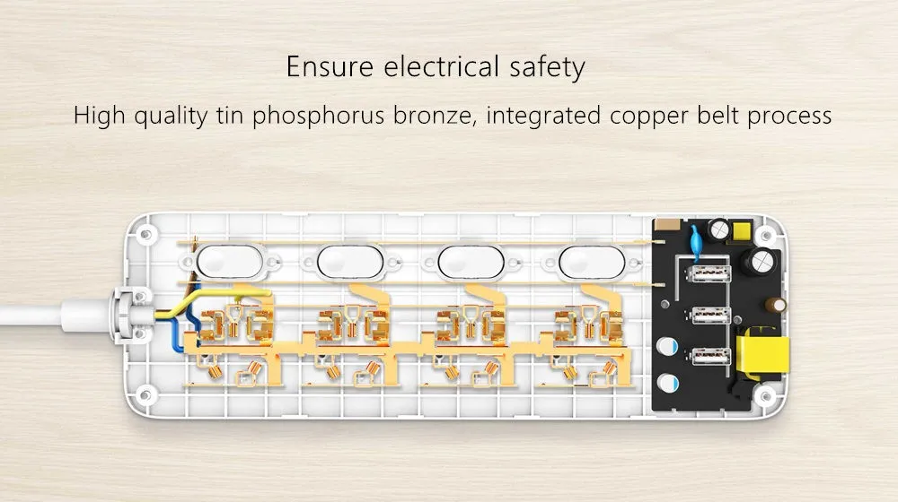 Xiaomi Mijia Power Socket Strip With Control Switch 3 USB 4 Ports Plug Extension Patch Board panel EU 2500W For Mi Home xiomi (20)