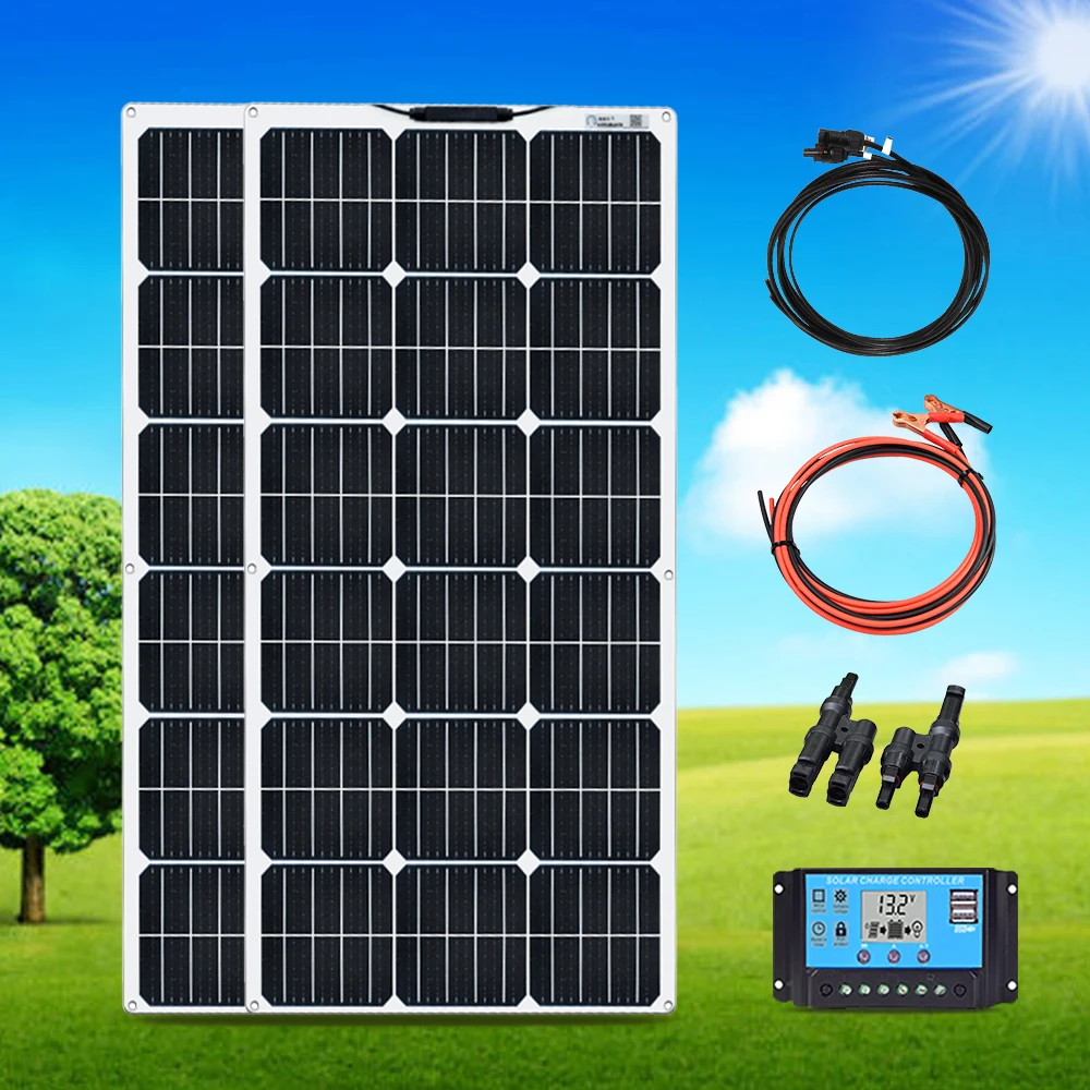 гибкая солнечная панель 300w 200w 100w гибкое солнечное зарядное устройство 12v батареи