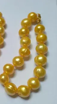 

NATURAL AAA 11-12MM SOUTH SEA GOLD PEARL NECKLACE + BRACELET SET Yellow CLASP
