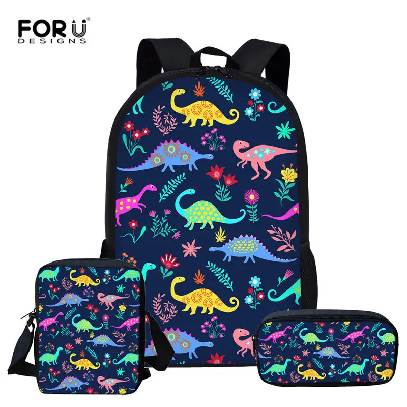 FORUDESIGNS/с рисунком динозавра из мультфильма, школьный рюкзак для девочек, детские школьные рюкзаки 3 шт./компл. детские школьные сумки ортопедический рюкзак для девочек школьные рюкзаки - Цвет: Z5168CEK