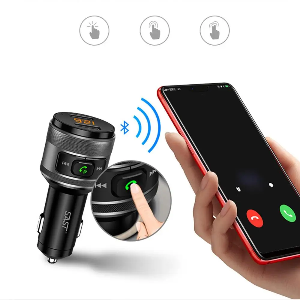 QC3.0 беспроводной Bluetooth fm-радио адаптер музыкальный плеер fm-передатчик автомобильный комплект с громкой связью и 2 usb порта зарядное устройство