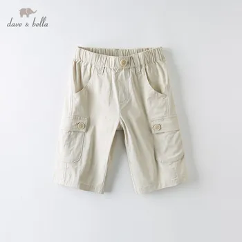 

DKH13218 dave bella summer 5Y-13Y kids boys fashion solid pockets pants children boutique casual kneel-length pants