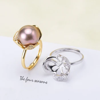 

New Arrival Pearl Ring Mountings Findings Adjustable Ring Jewelry Setting Parts Fittings Charm Accessories Silver Jewelry