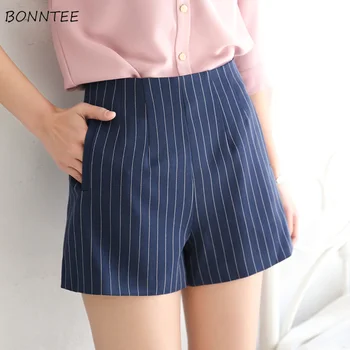 

Shorts Women Navy Blue White Striped High Waist Breathable Slim Trendy Womens Leisure Regular Daily Hot Sale Comfortable 2020