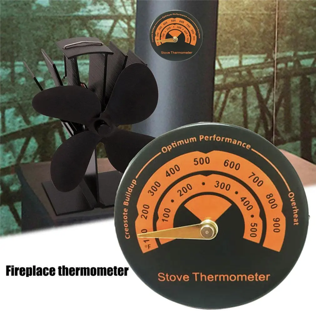 Magnetic Wooden Stove Thermometer Fireplace Stove Fan Meter Thermometer with Sensitivity Probe Household Oven Barbecue Tools