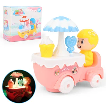 

Children electric universal walking luminous ice cream toy car with lights music projection ice cream car