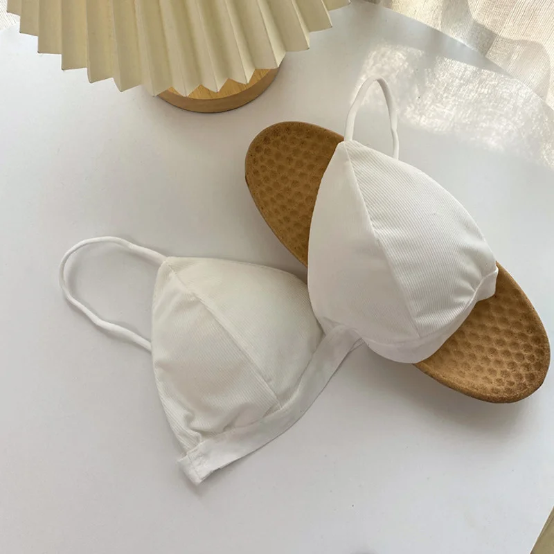 SP&CITY Korean Thread Colored Seamless Women's Bra Ice Silk Camisole With Chest Pad Breathable Bralette Triangle Cup Sexy Bras 6