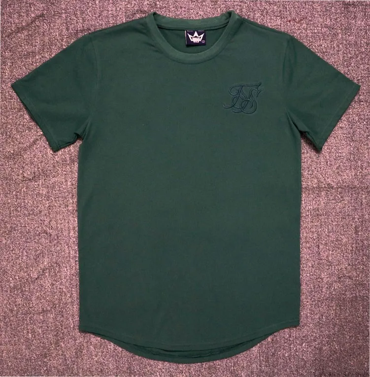 Летняя футболка из хлопка и шелка, футболка с градиентным принтом, футболки с короткими рукавами в стиле хип-хоп, футболка s, топы, мужские удлиненные футболки с - Цвет: Зеленый