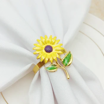

4PCS/6pcs Napkin Rings Lucky Flower Pineapple Sunflower Napkin Ring Wedding Napkin Buckle Dinner Party Wedding Party Supplies