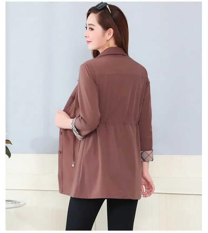 Trench Coat Women's Mid-length Korean-style Spring Summer New Style Middle-aged Women's Thin Tops Waist Hugging Slimming Ninth S