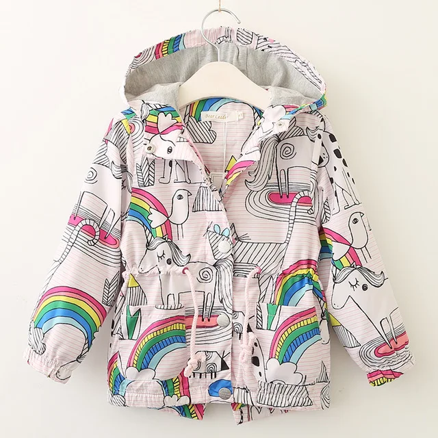 AZ1062 Multi Bear Leader/пальто для девочек; новые весенние детские куртки; зимняя ветровка с цветочным принтом для девочек; детская верхняя одежда с капюшоном; милая детская одежда - Цвет: AZ1062 Multi