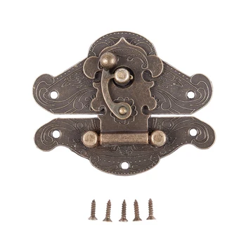 買取 アンティークレトロヴィンテージ装飾ラッチ木製ジュエリーボックス掛け金パッド胸ロックサイズ: 大