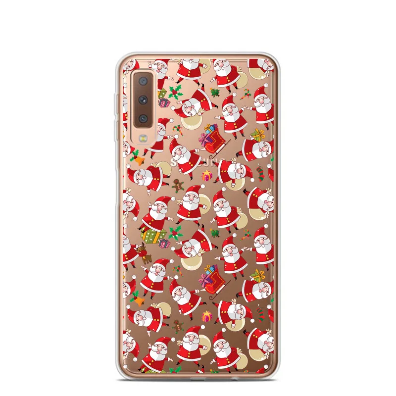 Новогодний чехол для samsung Galaxy A7 A9 A6 A8 Plus Праздничный Рождественский мягкий чехол для samsung Galaxy A10 A30 A50 A70 A80