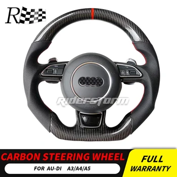

customized steering wheel For Audi Q3 Q5 Leather Carbon Fiber Steering Wheel Trims Universal Replacement Accessories 2017