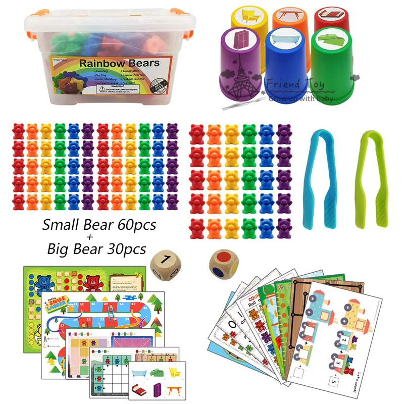 120pcs Kids Educational Toy Bears Counting Sorting for Toddlers Preschool 