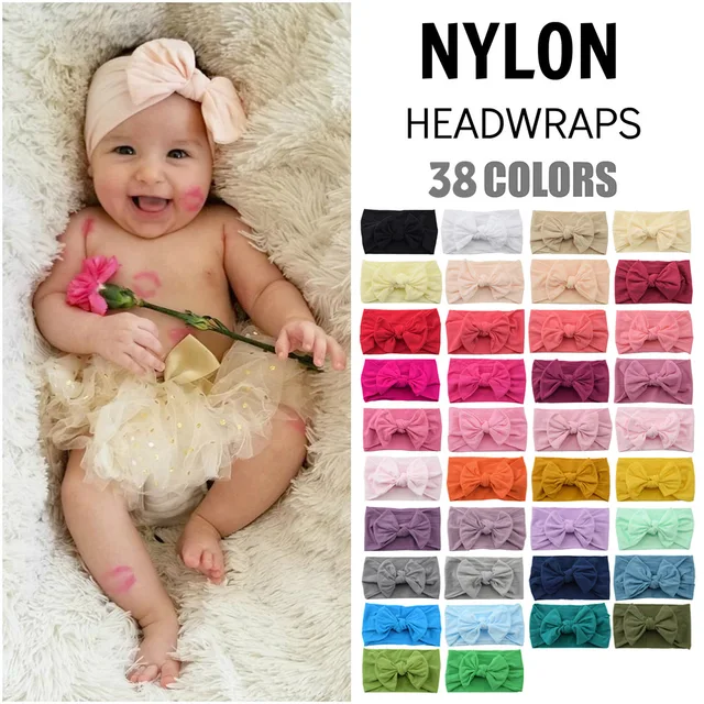 Baby hair accessories nylon bow children's hair band Super Soft wide hair hoop baby accessories  headband for baby girl 1