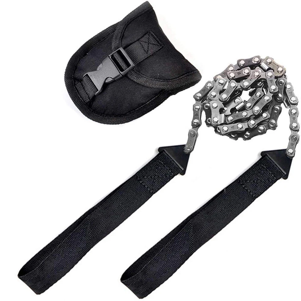 Garden Tools 24-inch Portable Outdoor Survival Hand Zipper Saw Wire Saw Handheld Chains Wood Cutting Tool 11/33 Tooth Orange