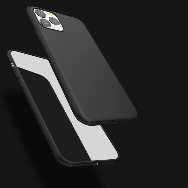 

Ultra Thin Cell Phone Case For iPhone 11 Pro Max XR XS X 7 8 6 6S Plus Plating Soft TPU Silicone Full Cover Shockproof black