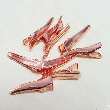 

wholesale !! 1000PCS Rose color 35mm Metal Alligator Hair Clips With Teeth