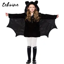 Эхоин ребенок животных косплей милый костюм летучей мыши дети костюмы на Хэллоуин девочек черный комбинезон на молнии подключения крылья