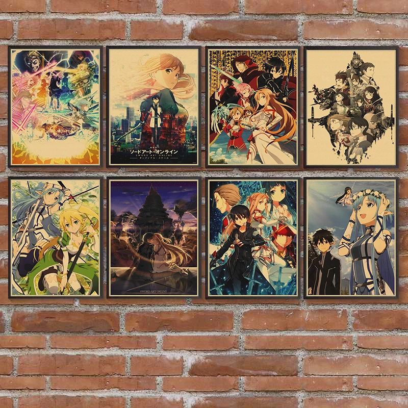

Japanese Anime Sword Art Online Posters tableau mural Kraft paper Wall Sticker Home Decorative Painting for Living Room