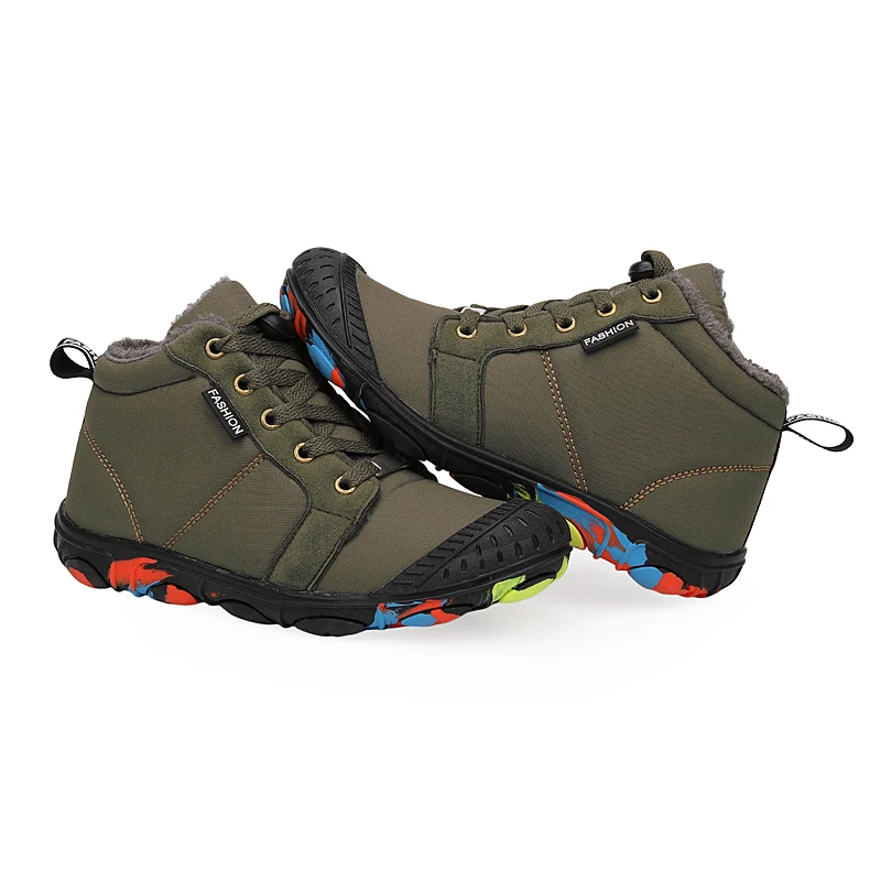 

Puimentiua Children's Boots Cotton Shoes Kids Warm Faux Fur Non-Slip Waterproof Shoes Winter Light Flat Sneakers Shoes Ankle