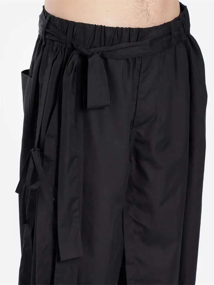 Men's new menswear large size loose dark style niche designer style singer stage style double deconstruction seven point pants