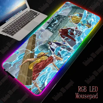 

XGZ One Piece RGB Large Gaming Mouse Pad Computer Gamer USB Wired LED Lighting Colorful Luminous XXL Mousepad Desk Mice Mat