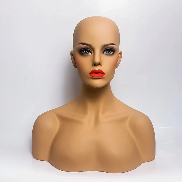 Realistic Female Mannequin Head With Shoulder Manikin Head Bust