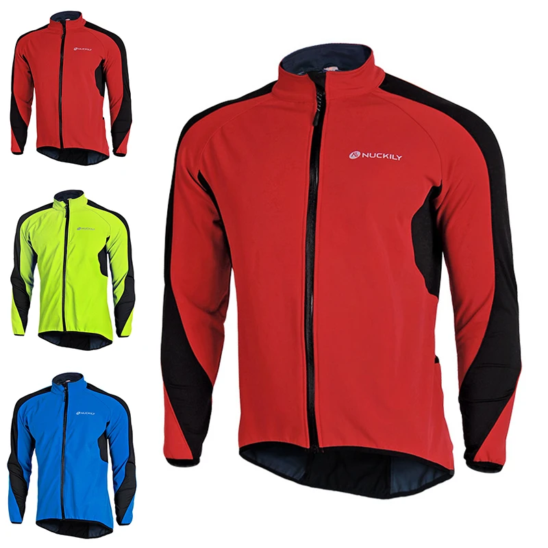 NUCKILY Men Winter Jacket Thermal Cycling Long Sleeve Jacket Waterproof Windproof riding running Coat