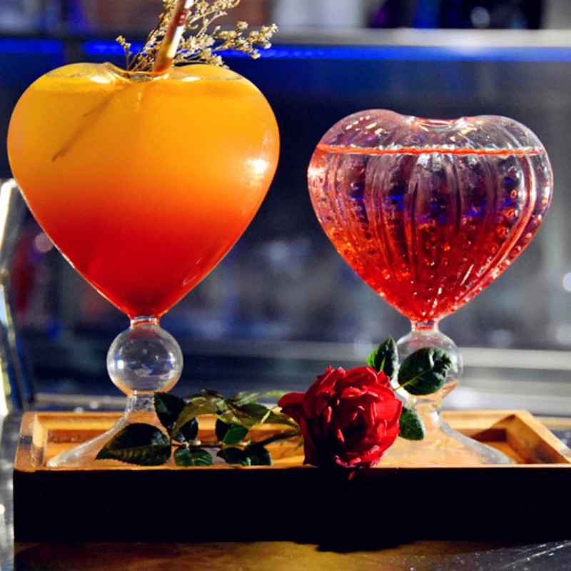 200-240ml Creative Heart-shaped Cocktail Glass Transparent Cup Beer Vodka Brandy Bar Restaurant Club Drinkware Decorations | Дом и сад