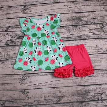 

Kids Clothes Watermelon Cat Shirt Shorts 2pcs Girls Suits 2020 New Summer Casual Little Girl Outfits Children Set