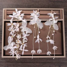 Красивая бабочка заколки серьги набор невесты ручной работы Свадебный головной убор повязка для волос набор детский головной убор для выступлений