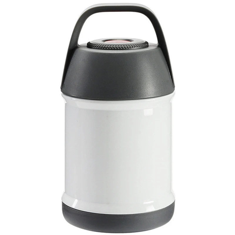 

450Ml Vacuum Insulated Lunch Box Keep Food Warm Leakproof Containers Stainless Steel Thermal Food Jar Carriers Handle-White