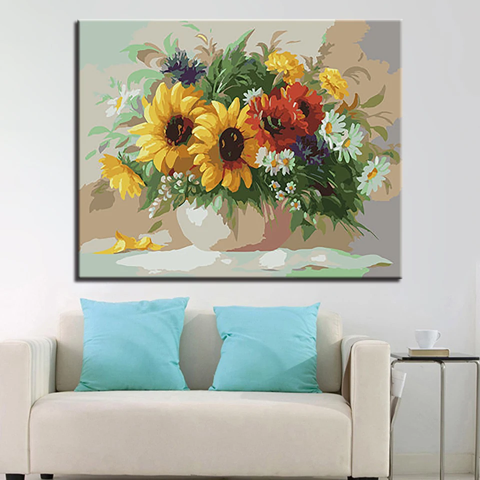 

Small Chrysanthemum DIY Painting By Numbers Kits Calligraphy Painting Acrylic Paint By Number For Home Decoration A work of art