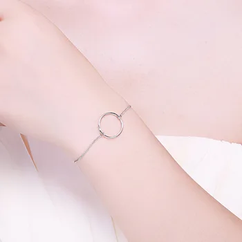 

S925 Silver Simple Geometry Ring Circle Bracelets Versitile Fashion