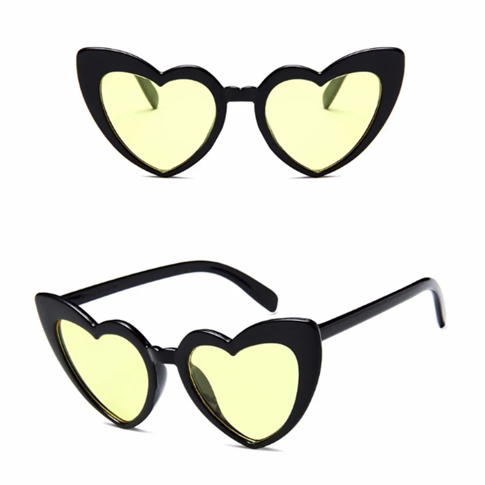 1PCs Heart Frame Party Glasses Cat Eye Ladies Brand Designer Sunglasses Heart Shaped Eyewear Retro UV400 Women Sunglass 2022 New blue lens glasses