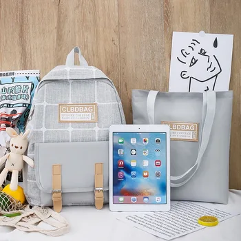 

3pcs/Set Fashion Girl College School Bag Casual New Women Backpack Striped Book Packbags For Teenage Travel Shoulder BagRucksack