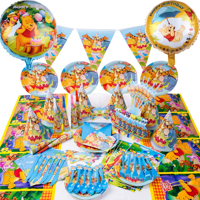Winnie The Pooh Kids Birthday Party Decorations Disposable Tableware