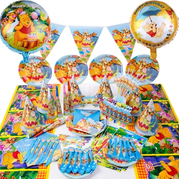 

Winnie the Pooh Kids Birthday Party Decorations Disposable Tableware Paper Napkins Cup Plates Baby Shower Kids Party Supplies