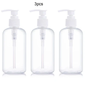 

3Pcs 250ml Empty Bottles Portable Clear Press Pump Empty Bottle Refillable Shampoo Shower Gel Cosmetic Lotion Container Jars