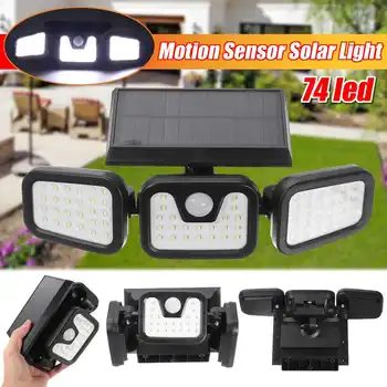 

74 LED IP65 Solar Light Motion Sensor Security Lamp Waterproof Three Head Outdoor Light For Entryways, Patio, Yard, Gardren